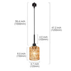 MELUCEE 4 Packs H-Type Track Hanging Light Black Ceiling Track Lighting Fixtures Rattan Pendant Light for Kitchen Island Dining Room Restaurant, Compatible with H Type Track Lighting Rail, E26 Socket