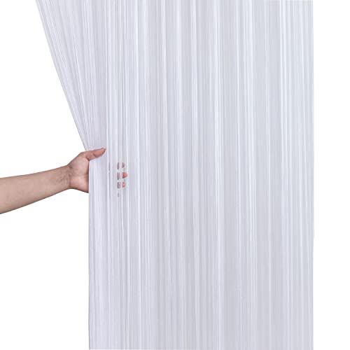 HSYLYM Spaghetti String Curtains for Doorways Privacy Door Frame Tassel Hippy Wall Kitchen Hallway Boho Fringe Curtain Hanging Door Room Dividers Decor 1 Panel（39×110in/100×280cm,White） - color: White, size: 39"W x 110"L (Pack of 1)