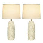 EUO 25” White Lamps Set of 2 for Living Room, Bedroom, Farmhouse Ceramic Table Lamps for Nightstand Set of 2, White Ceramic Lamps with Leaves Design - color: Leaves-WH