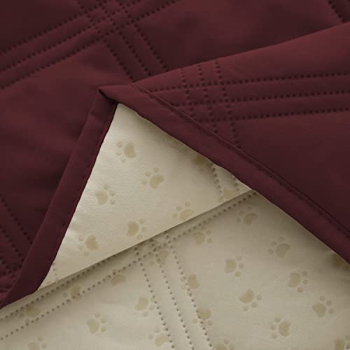 Ameritex Waterproof Dog Bed Cover Pet Blanket with Anti-Slip Back for Furniture Bed Couch Sofa - color: Burgundy, size: 30x53 Inch (Pack of 1)