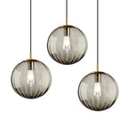 Modern Smoke Grey Glass Pendant Light, Kitchen Island Lighting 3-Pack Globe Pendant Light Fixtures Century Kitchen Island Pendant Lighting for Bedroom Living Dining Room Light Fixture (Without Bulb) - color: BW-Smoky Gray-1 Light-3PC