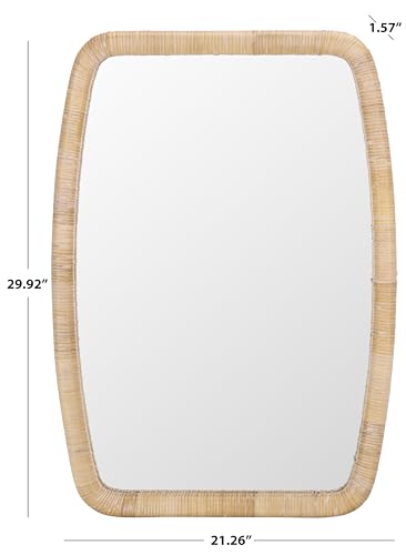 SAFAVIEH Home Collection – Lani Natural Rattan Wall Mirror, Rounded Rectangular Frame, Vertical or Horizontal Hanging Accent (MRR9032A)