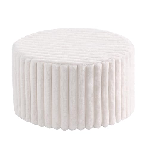 LITA Round Stuffed Pouf Ottoman, Corduroy Poufs with High-Density Foam Filling and Washable Cover, Furry and Fluffy Bean Bag Foot Stools Ottoman for Living Room, Bedroom, Office, Beige, Round - color: Round Corduroy Beige