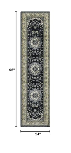 Memoryfield Area Rug 2x8 Vintage Rug Oriental Floral Entryway Runners Indoor Traditional Runner Rug Hallway Rug Runner Kitchen Laundry Long Rug Non-Shedding Bathroom Bedroom Floor Mat Accent Rug Grey - color: Grey, size: 2' x 8' (Rectangular)