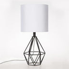 Black Bedside Table Lamp,Small Nightstand Lamp for Bedroom,Modern Desk Lamp with TC Fabric Shade Geometric Metal Base for Living Room Study Office Farmhouse - color: Black
