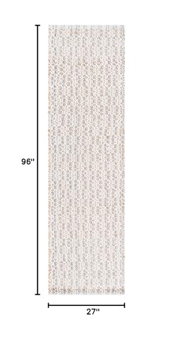 SAFAVIEH Natural Fiber Collection Area Rug - 2'3" x 8' Runner, Natural & Light Blue, Handmade Jute & Wool, Ideal for Living Room, Hallway, Foyer, Entryway, Bedroom (NFB225M) - color: Natural/Light Blue, size: 2'3" x 8' (Runner)