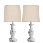 Seealle Farmhouse Table Lamps Set of 2 - Rustic Lamp for Bedroom Living Room, 22" Boho Bedside Lamps for Night Stands End Table Office Desk Lamp Nightstand Clearance with Linen Shades(Washed Blue) - color: D. Washed Blue