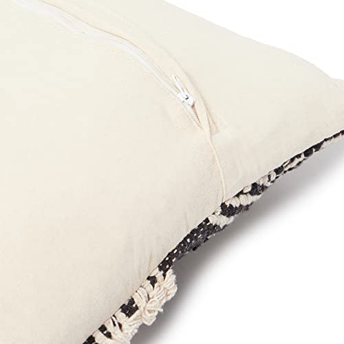 · REDEARTH · Handmade Boho Throw Pillow Covers - Bohemian Chic Farmhouse Style - Accent Woven Indoor and Covered Patio Pillow Cushion Cases for Couch, Bed, Chair, Sofa, Benches – Set of 2-18"x18" - - color: Char Delineate Black, size: 18" x 18" (Pack of 2