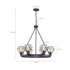 Wagon Wheel Chandelier Modern Farmhouse Pendant Light,Black Farmhouse Chandelier, 6-Light Wagon Wheel Chandelier with Adjustable Height, Dining Room Light Fixture, Hanging Lights - color: B