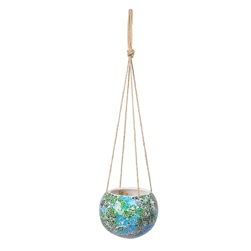 Hanging Planter Mosaic Garden Pot Small Flower Pot for Indoor Plant Disco Ball Hanging Planter with Drainage Green - color: Green