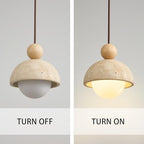 7.1inch Wabi Sabi Pendant Light, Yellow Travertine Pendant Light Fixture, Natural Stone & Wood Hanging Lamp for Kitchen Island, Hallway, Bedroom Bedside, Living Room, Dining Room (1pcs) - color: 7.1inch stone-1pcs