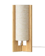 EDISHINE Small Wood Table Lamp, 13.5" Modern Bedside Lamp, Beige Linen Shade, Natural Wood Cylinder Nightstand Lamp for Bedroom Living Room, On-Off Line Switch, E26 Base (Bulb Not Included) - color: Natural Wood Color