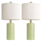 G-SAFAVA 20.5" Small Table Lamps for Living Room Lamp Set of 2 Ceramic Lamps for Bedroom Bedside Lamps Modern Boho Lamps for Night Stands Farmhouse Nightstand Lamp Side End Table Lamp, Light Green - color: Light Green