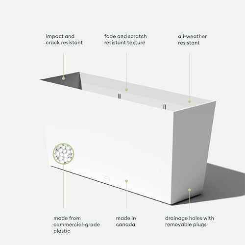Veradek Midori Long Trough Planter (White, 39 inch - 2 Pack with 2 Saucer Trays) - color: White, size: 39 inch - 2 pack with saucers