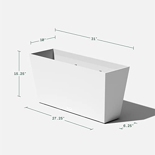 Veradek Midori Long Trough Planter (White, 31 inch - 2 Pack with 2 Saucer Trays) - color: White, size: 31 inch - 2 pack with saucers