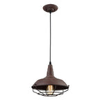 DAYCENT Barn Style Pendant Light Farmhouse Caged Pendant Lighting Industrial Metal Wire Hanging Pendant Light Barn Pendant Light Fixtures for Kitchen Island Hallway Foyer, Rust Finish - color: Hard-wired