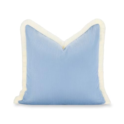 Hofdeco Premium Coastal Hampton Outdoor Performance Throw Pillow Cover Only, 22"x22" Water Repellent, UV and Fade Resistant for Backyard, Couch, Poolside, Azure Blue Woven Solid - color: Azure Blue Solid 22"x22"