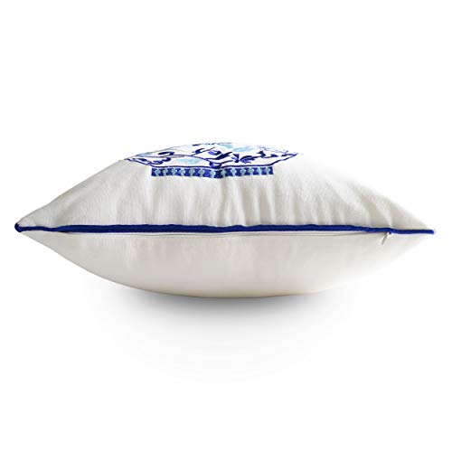 Embroidery Throw Pillow Covers 18x18 Home Décor Floor Pillows Cover for Couch 100% Cotton Cushion Cover 45x45cm Decorative Pillowcase, Chinese Blue and White Porcelain Bottles, 4 Pieces - color: Blue Bottle Set 4