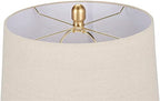 Nourison Home 23" Greyish Brown Earth Tone Rustic Farmhouse Ceramic Table Lamp for Bedroom, Living Room, Dining, Office, with Beige Linen Shade - color: Earth Brown, size: 1 Lamp - Drum Shade