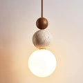 Modern Indoor Pendant Light Natural Stone Spherical Hanging Light Frosted White Glass Suspension Pendant Lamp for Bedside Restaurant Kitchen Island Aisle Bar Club Chandelier (Brown) - color: Brown