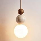 Modern Indoor Pendant Light Natural Stone Spherical Hanging Light Frosted White Glass Suspension Pendant Lamp for Bedside Restaurant Kitchen Island Aisle Bar Club Chandelier (Brown) - color: Brown