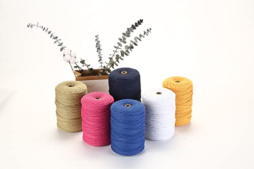 Cotton Macrame Cord 3mm 328yards Natural Colored Macrame Supplies, Soft Craft Cotton Rope for Plant Hanger Wall Hanger Dreamcatcher (Dark Khaki) - color: Dark Khaki, size: 3mmx328Yards