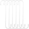 ESFUN 6 Pack 12 inch Extra Large S Hooks White Heavy Duty Plant Hanging Hooks Long S Shaped Extension Hooks for Kitchenware,Utensils,Pergola,Closet,Flower Basket,Garden,Patio,Indoor Outdoor Uses - color: White