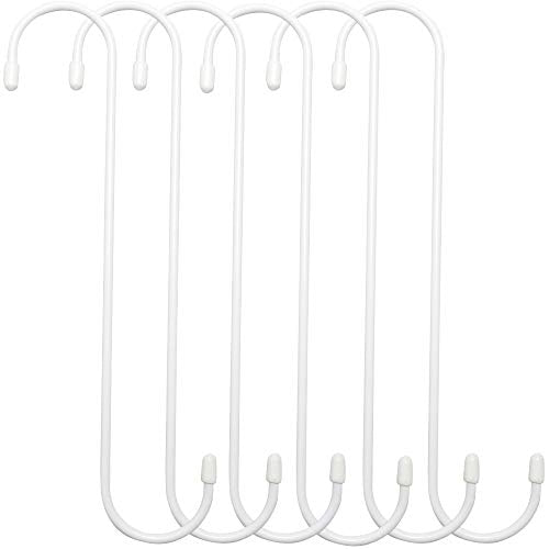 ESFUN 6 Pack 12 inch Extra Large S Hooks White Heavy Duty Plant Hanging Hooks Long S Shaped Extension Hooks for Kitchenware,Utensils,Pergola,Closet,Flower Basket,Garden,Patio,Indoor Outdoor Uses - color: White