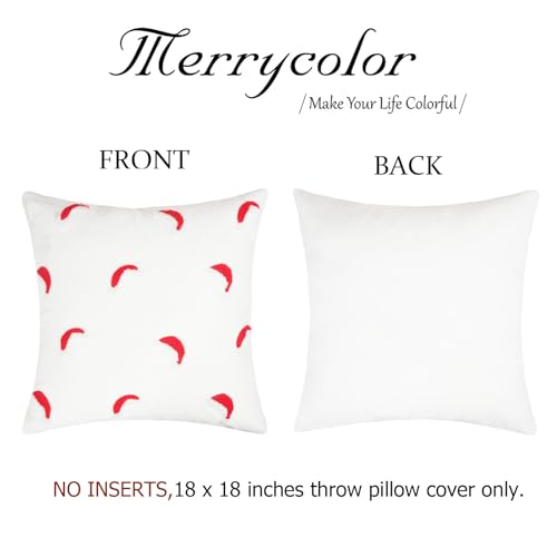 Merrycolor Christmas Pillow Covers18×18Inch Tufted Red and White Christmas Hat Cotton Canvas Holiday Decorative Throw Cushion Cases Suitable for beds, Sofas, and Living Rooms Decor - color: Red White Christmas Hat