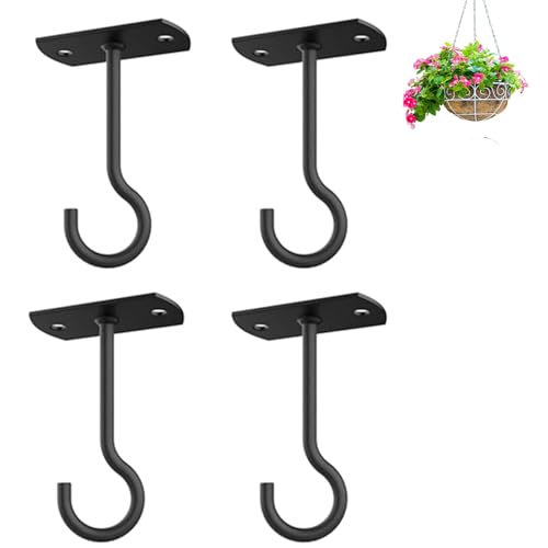 4in Ceiling Hooks for Hanging Plants 4Pack for Plants - color: Black, size: 4In 4Pack