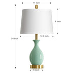 24″ Sage Green Ceramic Table Lamps Set of 2, Modern Classic Bedside Lamps for Bedroom Nightstand, Small Table Lamp for Living Room Side Table (2 LED Bulbs Included) - color: Sage Green - 24"H
