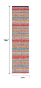 SAFAVIEH Montauk Collection Runner Rug - 2'3" x 9', Blue & Grey, Handmade Flat Weave Boho Stripe Cotton, Ideal for High Traffic Areas in Living Room, Bedroom (MTK851F) - color: Blue/Grey, size: 2'3" x 9' (Runner)