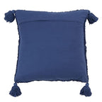 SARO LIFESTYLE Allman Collection Tufted Diamond Tassel Throw Pillow with Down Filling, 18", Navy Blue - color: Navy Blue, size: 18" Down