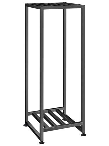 LUBORN Plant Stand Indoor Outdoor, Wrought Iron Plant Stands 2 Tier Heavy Duty Metal Pedestal Stand Decorative Flower Stand for Patio Garden Deck Living Room - size: 31''