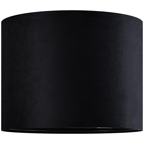 GO&SO Black Velvet Lamp Shades - 13" Top x 13" Bottom x 10" High(Spider) Medium Drum Lampshades - Traditional Fabric Lamp Shade for Table Lamps - Replacement Lampshade - Assembly Required - color: black--1, size: 13*13*10 inch-1 Pack