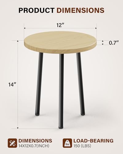 Plant Stand Indoor 14'': Indoor Plant Stand 2 Pack Metal Plant Table - Wood Plant Stool Outdoor Small Round Side End Table Mid Century Modern Decor - Home Decor - color: Burlywood, size: 14"&14"
