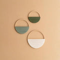 Cilemou 3-Piece Round Bamboo Wall Decor with Yarn-Wrapped Half-Circle Design, Rustic Boho Style Wall Hanging for Living Room, Bedroom, Office, and Home Decor - size: 11.8in