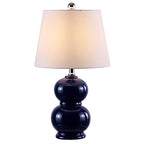 SAFAVIEH Lighting Collection Everlee Modern Contemporary Navy Ceramic Double Gourd 22-inch Bedroom Living Room Home Office Desk Nightstand Table Lamp (LED Bulb Included) - color: Navy