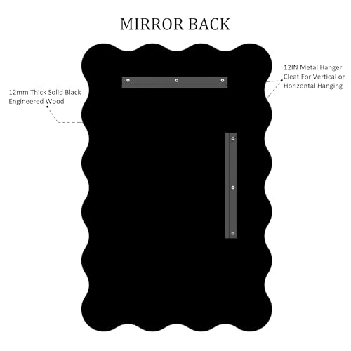 Kelly Miller 24x36 Inch Gold Scalloped Mirror, Large Rectangular Wavy Edge Bathroom Vanity Wall Mirror Decorative for Bedroom Living Room Entryway Fireplace Mantle - size: 36"L x 24"W