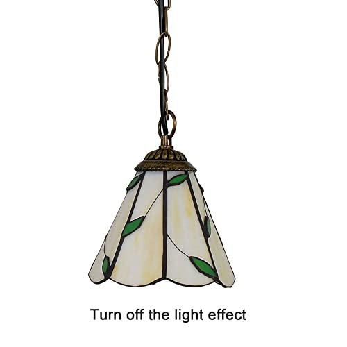 6 Inches Tiffany Style Pendant Ceiling Light Pastoral Stained Glass Pendant Lamp Fixture for Restaurant Hallway Kitchen Bar Hanging Lighting,110-240V,E27,40W(15×90cm),A