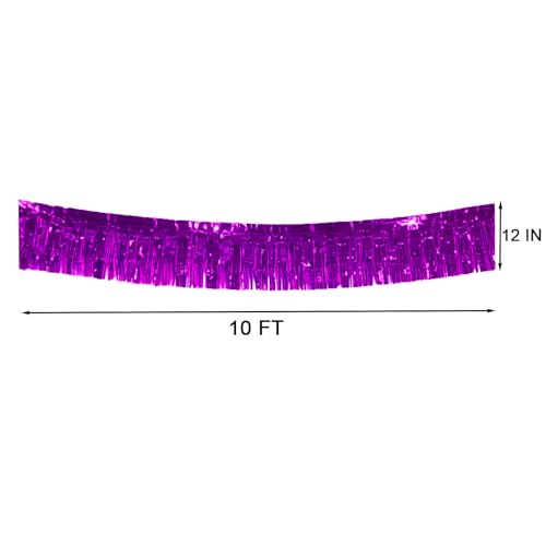 6 Packs 10 Feet Foil Fringe Garland Metallic Foil Tinsel Fringe Garland Wall Hanging Fringe Banner for Parade Floats, Wedding, Christmas，Birthday Party Halloween Decor (Purple) - color: Foil Fringe Garland-purple