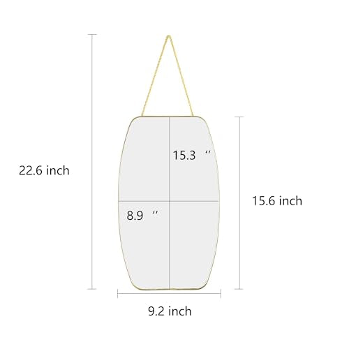 Irregular Rectangular Wall Mirror, 15.6x9.2-inch Gold Wall-Mounted Mirror, Modern Decorative Wall Mirror, Suitable for Bathrooms, Hallways, Entryways, and More (Gold)
