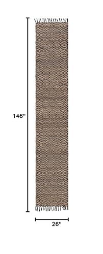 Unique Loom Braided Jute Collection Area Rug - Assam (2' 2" x 12' 2" Runner, Black/ Natural) - color: Black/Natural, size: 2'2" x 12'2" (Runner)