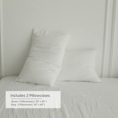 Simple&Opulence Linen Pillowcases 1 Pair Basic Style 55% Euro Linen 45% Cotton Blend Solid Color Flax Shams Set of 2, King Size 20"x40", White - color: White, size: 20"x40"