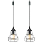 JHY DESIGN Set of 2 Battery Powered Chandelier Pendant Lights Boho Hanging Metal Cage Lamps with 6 Hours Timer for Bar Bedroom Garden Parties Patio Indoor Outdoor Gazebo Pergola(Geometry) - size: 9.5 inches, Set of 2, Geometry