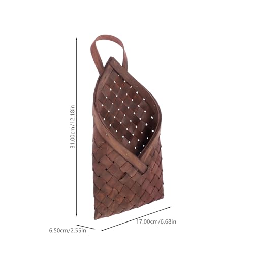 VOSAREA Vintage Woven Wall Hanging Storage Basket for Home Multi Functional Flower Pot Holder Rustic Wall Pocket Organizer for Flowers and Sundries
