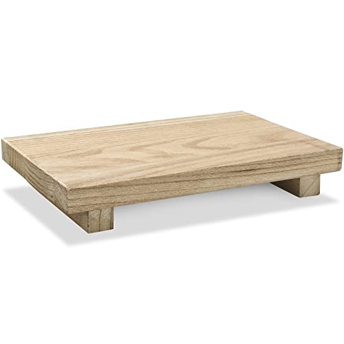 Nuogo Wood Riser Tray Soap, Stand Soap Tray for Kitchen Sink, Wood Pedestal for Kitchen Counter Sink Stand Decorative Rustic Bathroom Dishes Plant Bottles Candles Display(9 x 6 Inch,Natural) - color: Natural, size: 9 x 6 Inch