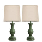 Seealle Farmhouse Table Lamps Set of 2 - Rustic Lamp for Bedroom Living Room, 22" Boho Bedside Lamps for Night Stands End Table Office Desk Lamp Nightstand with Linen Shades(Antique Green) - color: E. Antique Green