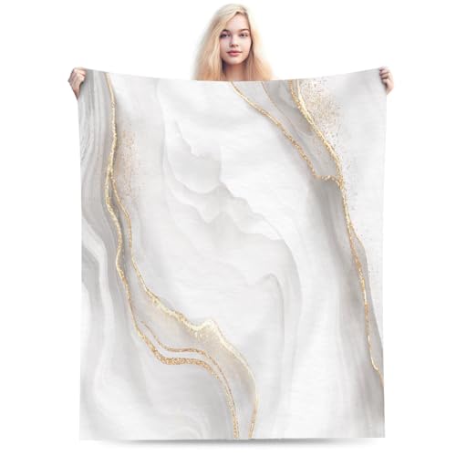 Grey and Golden Throw Blanket for Couch Chair Sofa Bed, Flannel Soft Abstract Modern Marble Print Luxury Stripe Seasonal Warm Cozy Botanical Blanket for Bedroom Living Room Car All Season 30"x 40" - color: Marble05, size: 30X40 inch