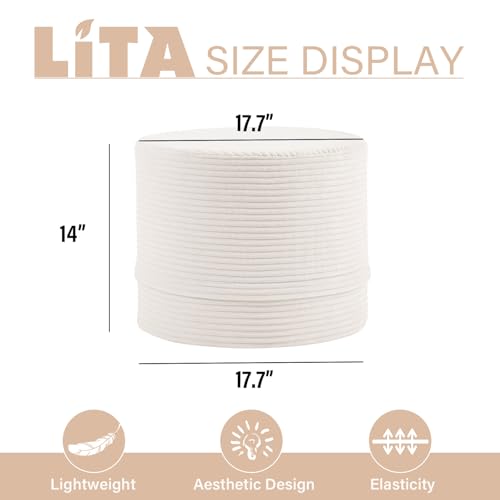 LITA Round Stuffed Pouf Ottoman, Velvet Poufs with High-Density Foam Filling and Washable Cover, Furry and Fluffy Bean Bag Foot Stools Ottoman for Living Room, Bedroom, Office, Beige - color: Velvet Beige